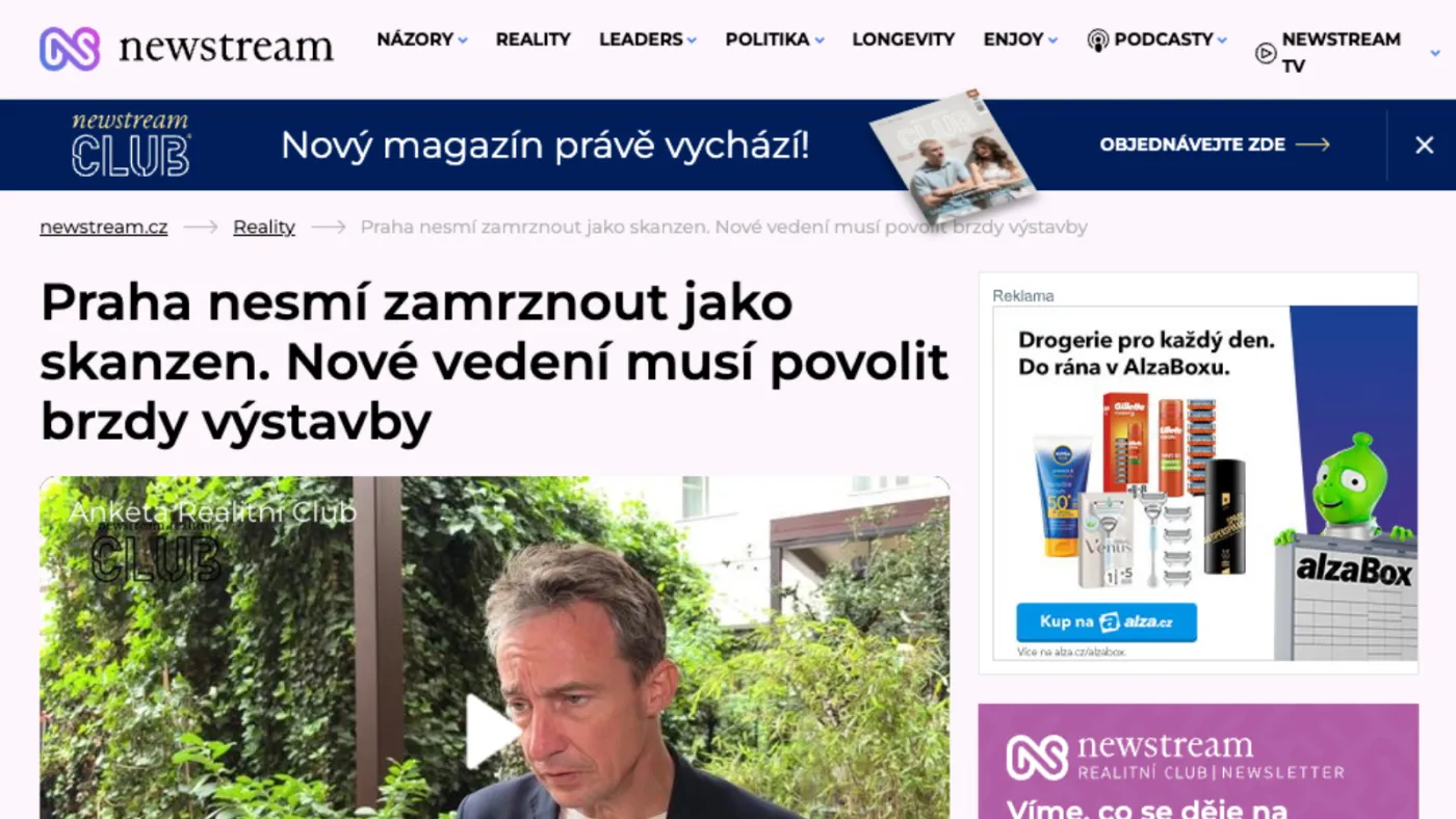 Newstream: Praha nesmí zamrznout jako skanzen. Nové vedení musí povolit brzdy výstavby